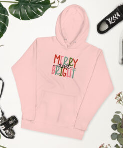 Alternative view of Merry and Bright Sweatshirt, Christmas Sweatshirt, Family Christmas Sweatshirt, Christmas Sweatshirts for Women, Merry Christmas Sweatshirt Unisex Hoodie