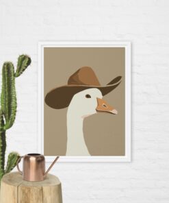 Cowboy Goose Print Framed canvas