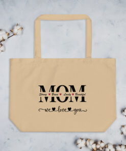Alternative view of We Love You Mom Large organic tote bag