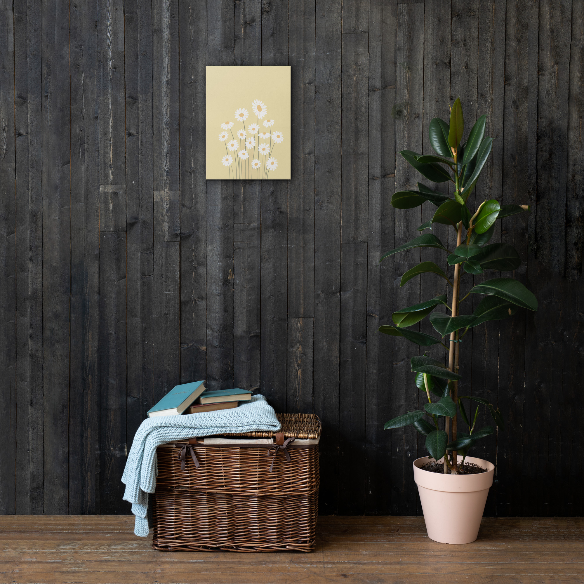 Pastel Yellow Daisies Downloadable Wall Print, Daisy Printable Poster, Cute Floral Illustration, Botanical Poster, Flower Boho Art Thin canvas - Image 2