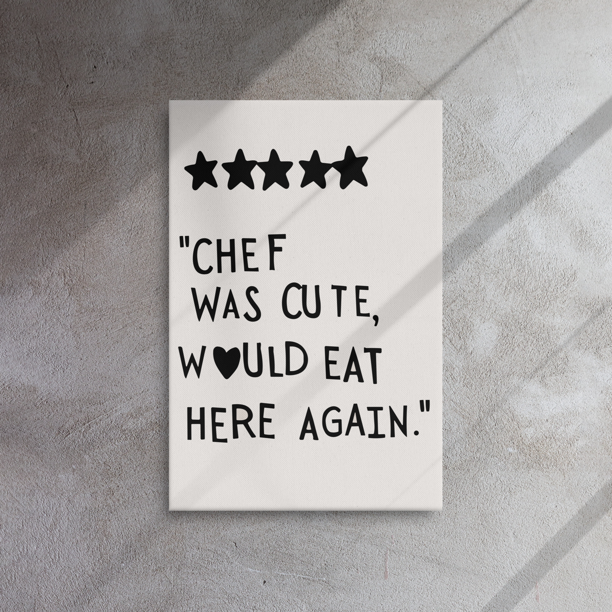 Aesthetic Kitchen Decor Cute Cooking Art Kitchen Wall Art Print Minimalist Heart Print Black Chef Art Thin canvas