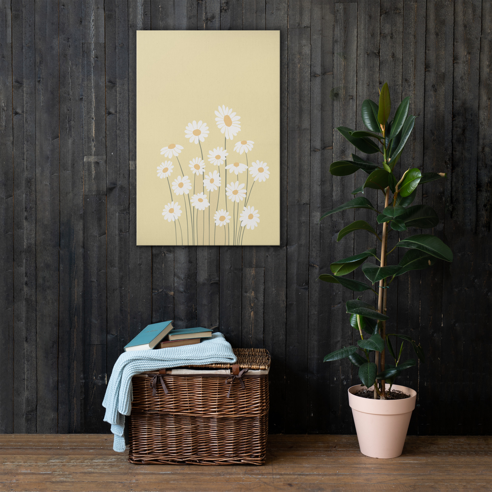 Pastel Yellow Daisies Downloadable Wall Print, Daisy Printable Poster, Cute Floral Illustration, Botanical Poster, Flower Boho Art Thin canvas - Image 5