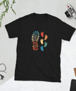 Dad and Kids Footprints T-Shirt Short-Sleeve Unisex T-Shirt