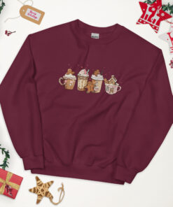 Alternative view of Retro Christmas Coffee Sweatshirt, Gingerbread Women Christmas Jumper, Xmas Ice Coffee Crewneck Printed Sweater, Coffee Lover Christmas Gift Unisex Sweatshirt