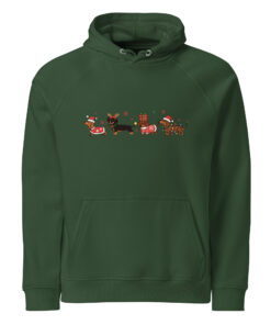 Alternative view of Dachshund Christmas Shirt, Dog Lover Holiday Sweater, Dog Lover Gift, Christmas Dogs Sweatshirt, Holiday Sweater, Cute Christmas Dog Shirt Unisex eco raglan hoodie