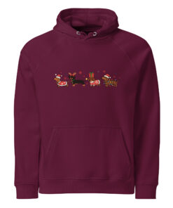 Dachshund Christmas Shirt, Dog Lover Holiday Sweater, Dog Lover Gift, Christmas Dogs Sweatshirt, Holiday Sweater, Cute Christmas Dog Shirt Unisex eco raglan hoodie