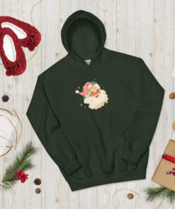 Alternative view of Pink Santa Retro Christmas T-Shirts Sweatshirts for Women Pink Christmas Matching Family Sweaters Pink Vintage Holiday Unisex Hoodie