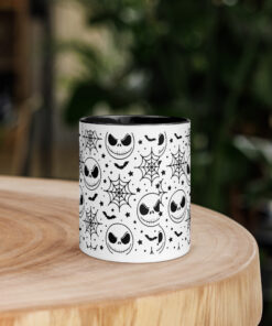 Halloween Iced Coffee Can GlassNightmare Halloween Cup with Lid and Straw, Spooky Season Glass Tumbler for Fall Gifts Mug with Color Inside