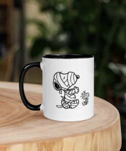 Silver Buffalo Peanuts Halloween Featuring Snoopy and Woodstock in Mummy Costume Wax Resist Ceramic Mug Mug with Color Inside
