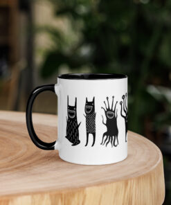Alternative view of COFFEE MUG Monster Halloween Mugs Funny Folk Art Housewarming Gothic Cute Birthday Gift Funny Weird Quirky Whimsica Mug with Color Inside