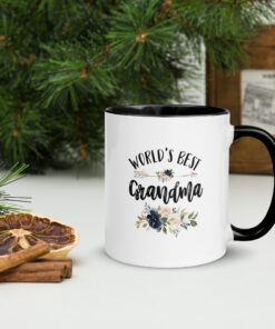 Grandma Mug - Ceramic Coffee Cup, World's Best Grandma Gift for Christmas Mug with Color Inside