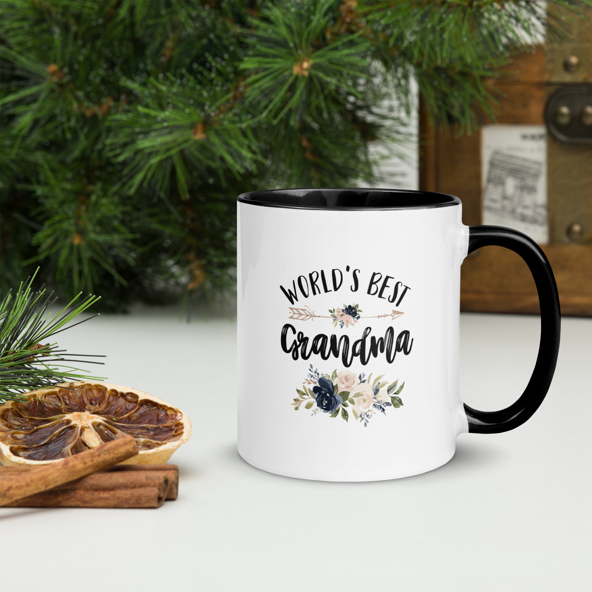 Grandma Mug - Ceramic Coffee Cup, World's Best Grandma Gift for Christmas Mug with Color Inside