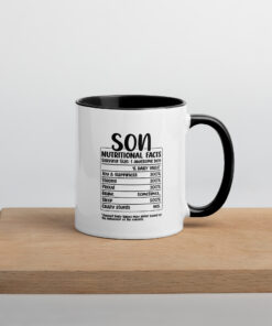 Son Nutritional Facts Mug Funny Gift for Son Birthday Christmas Coffee Tea Cup Cool Son Present from Mum or Dad Family Mug Nice Gift for son Mug with Color Inside