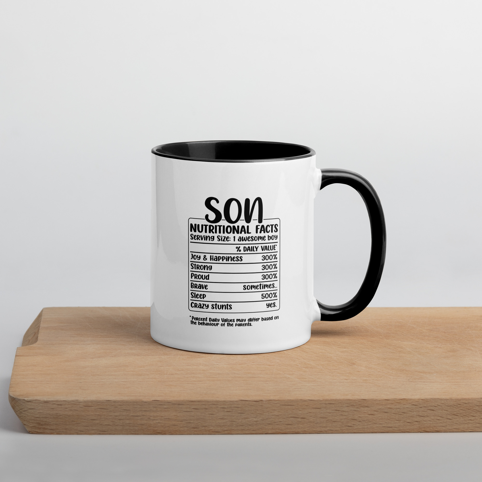 Son Nutritional Facts Mug Funny Gift for Son Birthday Christmas Coffee Tea Cup Cool Son Present from Mum or Dad Family Mug Nice Gift for son Mug with Color Inside